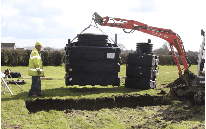 Construction site and installation of a BIOROCK sewage system